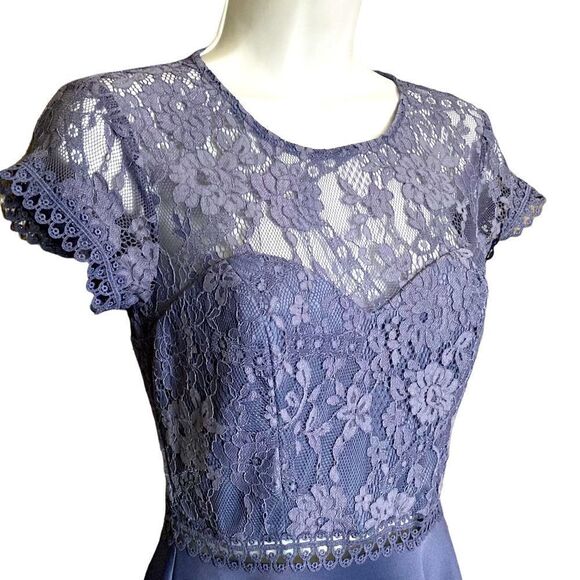 City Studios Juniors' Lace & Scuba Fit & Flare Party Dress Periwinkle - Picture 11 of 16